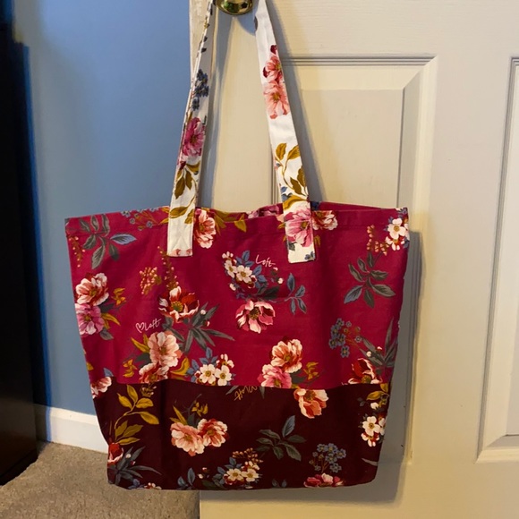LOFT Handbags - Loft pink and purple floral tote bag/purse!
